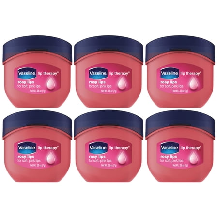 Vaseline Lip Therapy Rosy Lips 6-Pack – Mini Lip Balms for Soft, Deliciously Kissable Lips, Premium Gift Set, 0.25 Oz Ea