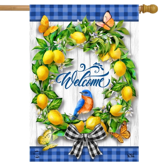 Briarwood Lane Lemon Wreath Spring House Flag