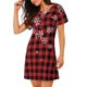 thumbnail image 2 of Disketp Red Buffalo Plaid para Camisón Corto de Manga Corta para Mujeres, Camisón Cómodo con Escote Redondo, Bonito y Confortable, 2 of 6