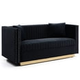 thumbnail image 3 of Contemporary Black Velvet Sofa | For Entertaining in the Living Room | Nailhead Trimmed and Stainless Base | Solid Frame for Maximum Stability, 3 of 3
