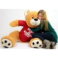 thumbnail image 2 of Big Plush Giant Valentine Teddy Bear Five Feet Tall Honey Brown Color Wears Tshirt that says HUGS AND KISSES XOXO, 2 of 8