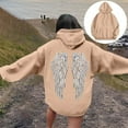 thumbnail image 5 of Oversize Hoodies for Women Trendy Angel Wing Print Long Sleeve Hooded Drawstring with Pocket Workout Sweatshirts Khaki, 5 of 6