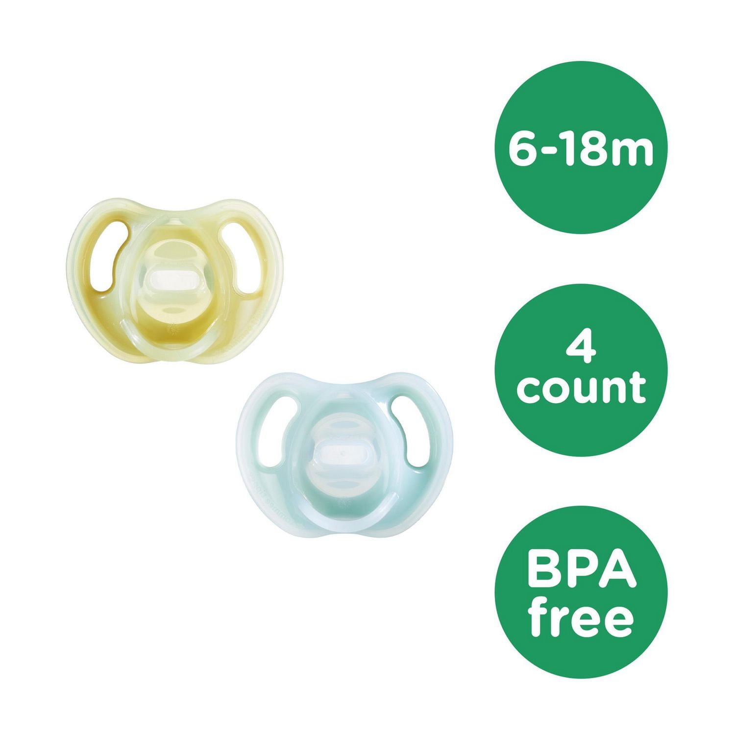 Tommee Tippee Ultra-Light Silicone Pacifier, Symmetrical One-Piece Design, BPA-Free Silicone Binkies, 6-18m, 4 Count