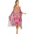 thumbnail image 5 of Sakkas Amaya Loose Fit Long Printed Strappy Cutout Shoulder Boat Neck Kaftan Dress - BUM93-Multi - One Size, 5 of 5