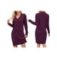 thumbnail image 3 of Vestidos Tipo Suéter Holgados de Otoño con Cuello en V, Larga y por Encima de la Rodilla para Mujer. Rojo Púrpura L, 3 of 7