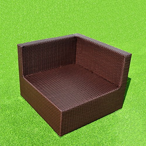 Strong Camel 7 PC Rattan Wicker Patio Set Outdoor Sectional Sofa Furniture With Cushion (Beige)