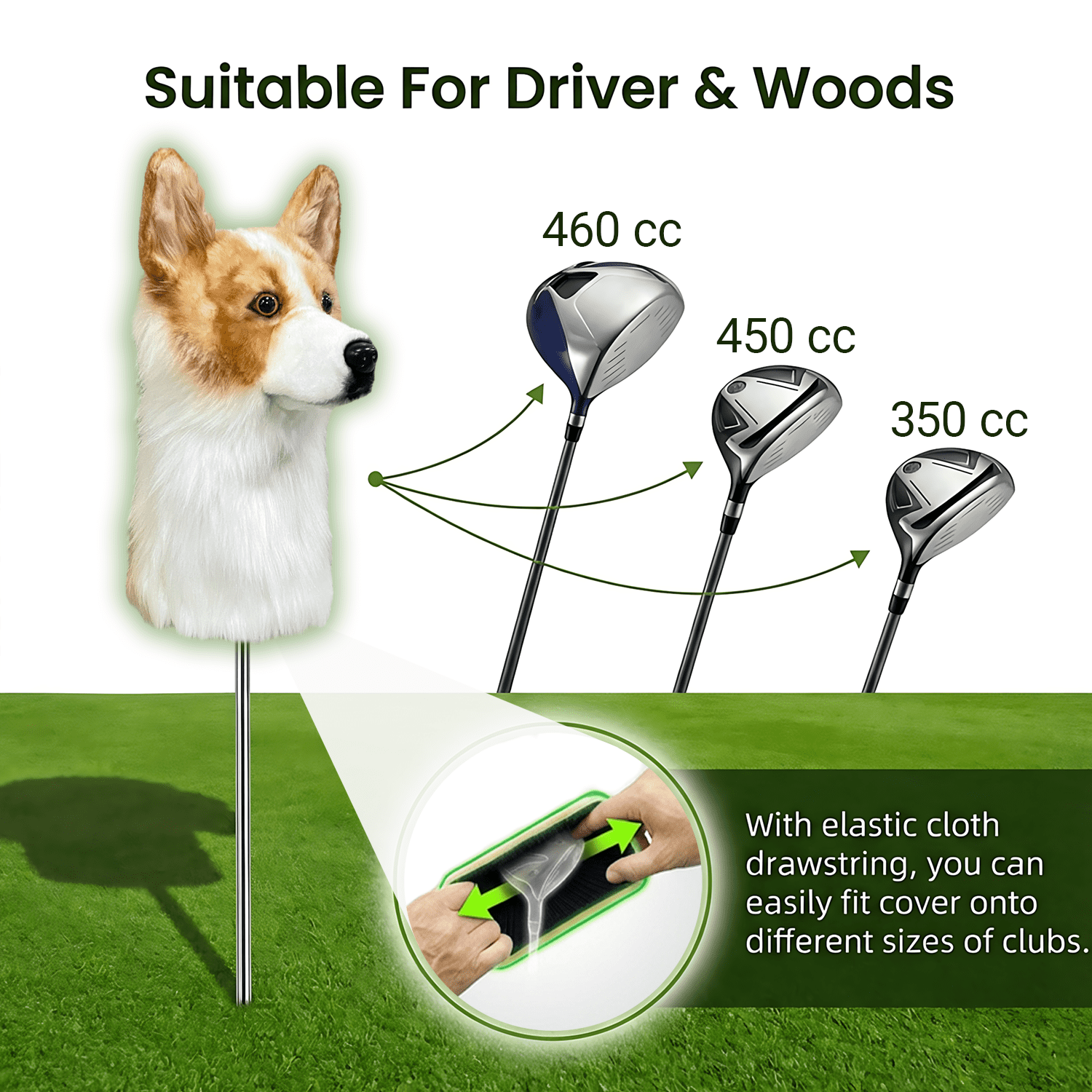 Corgi Golf Club Headcover, Dog Golf Driver & Woods Club Cover, Corgi Dog Golf Head Cover