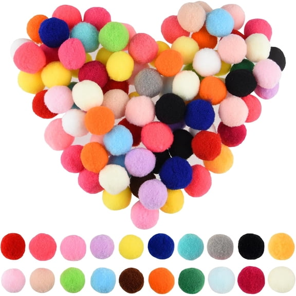 ZOEZOET 200 Pcs Craft Pom Poms 1 Inch Felt Balls for Kids DIY Art Creative Crafts Projects and Decoration(Multicolor)