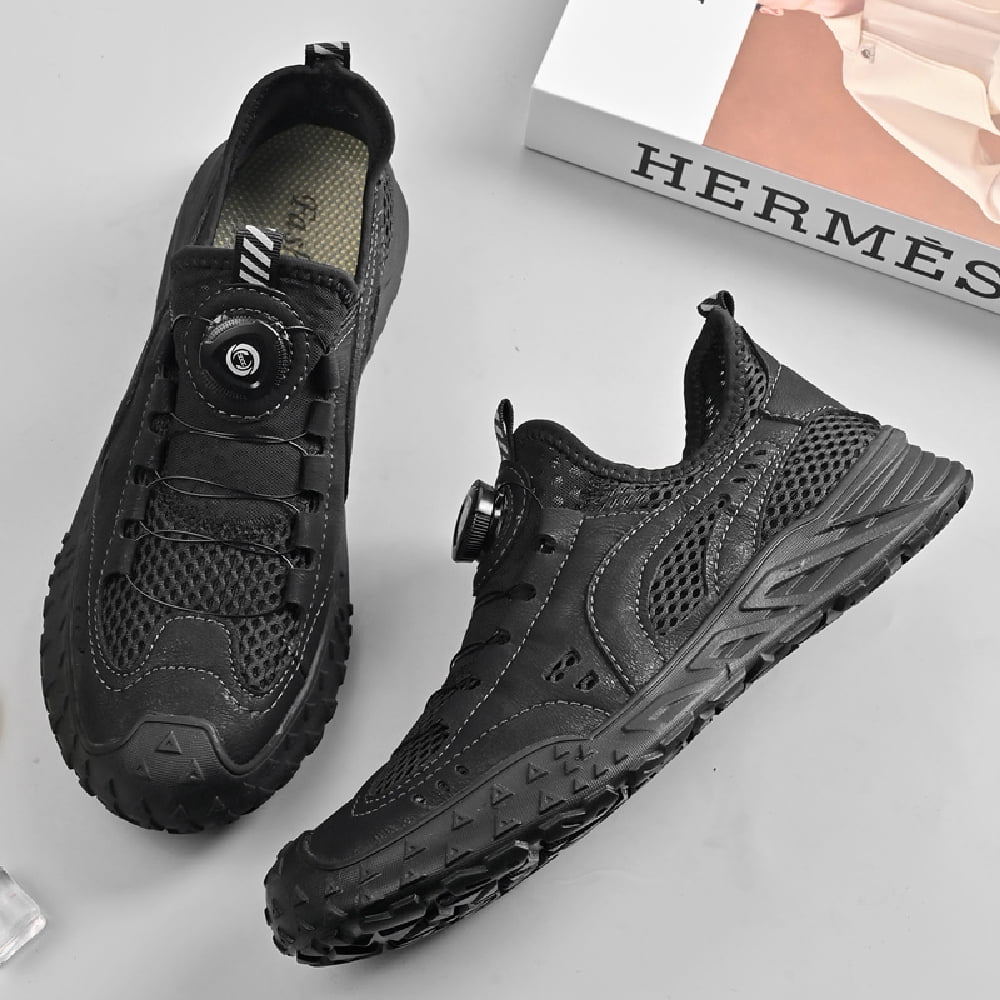 Mens Sports Water Shoes Quick Dry Barefoot Fisherman Shoes Mesh Hiking Shoes Outdoor Waterproof Beach Shoes Black 8.5 UK