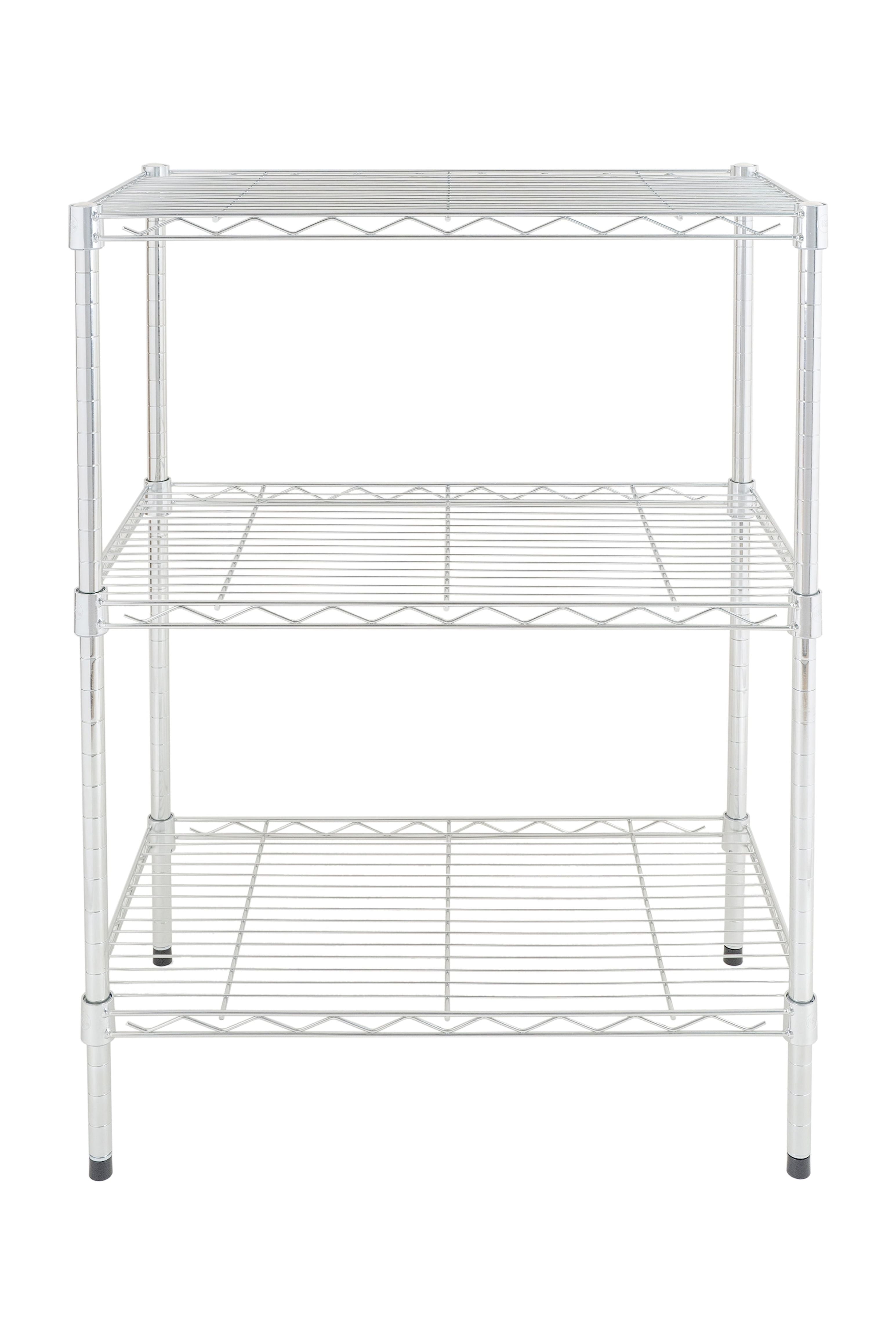 Hyper Tough Steel 3-Tier Storage Shelf Unit 30.60"H x 13.40"W x 23.20"D, 750lb Total Capacity, Chrome