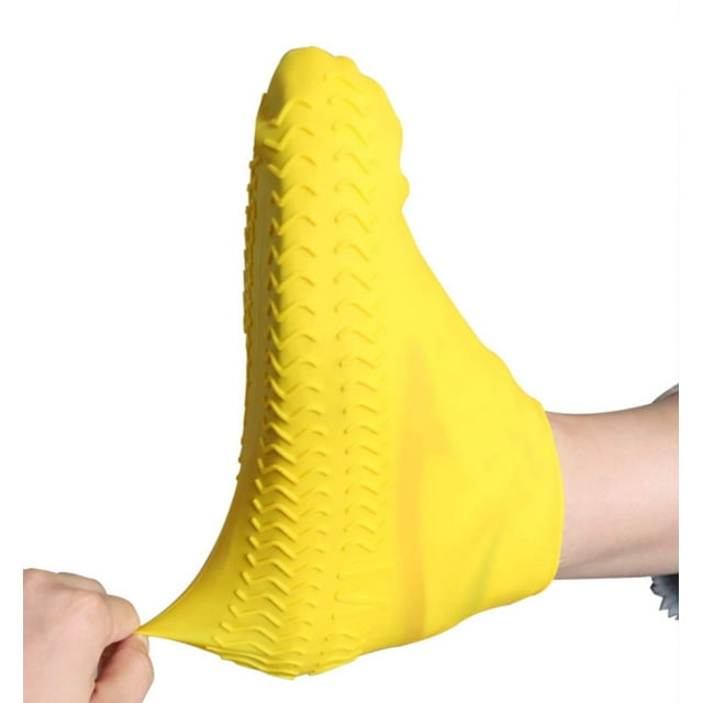 Fundas de silicona impermeables para zapatos para la lluvia, cubiertas de goma antideslizantes reutilizables para zapatos de lluvia protectores de zapatos de ciclismo al aire libre (amarillo