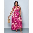 thumbnail image 5 of Hot Pink Plus Size Sleeveless Floral Wrap Maxi Dress With Elasticated Waist For Summer Vacations And Everyday Wear, 5 of 8