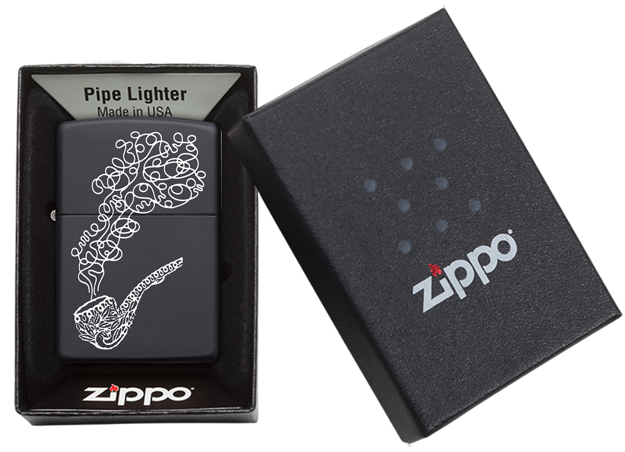 Zippo Black Matte Pipe with Smoke Windproof Pocket Lighter