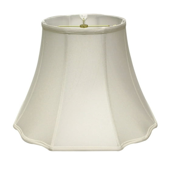 Noaman Modified Fancy Octagon Softback Lampshade, White Shantung Fabric, 9" Top x 18" Bottom x 13" Height, Washer Fitter for Table Lamps