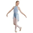 thumbnail image 2 of TiaoBug Kids Girls Halter Lace Floral Ballet Leotard Dance Dress Sleeveless Lyrical Dress Light Blue 10, 2 of 7