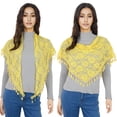 thumbnail image 5 of Women's Sheer Floral Lace Triangle Mantilla Scarf Lightweight Tassel Shawl Wrap Head Scarf- Yellow, 5 of 6