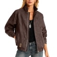 thumbnail image 4 of Drovellove Plus Size Women's Faux Leather Jacket with Stand Up Collar | Long Sleeve Zippered Outwear with Pockets for Casual Daily Wear, 4 of 7