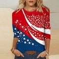 thumbnail image 4 of Htigea Fourth of July Tops for Women 3/4 Sleeve 1776-2026 Shirts Star Striped Print Tees Independence Day 250th Anniversary T-Shirts 03 Multicolor S, 4 of 7