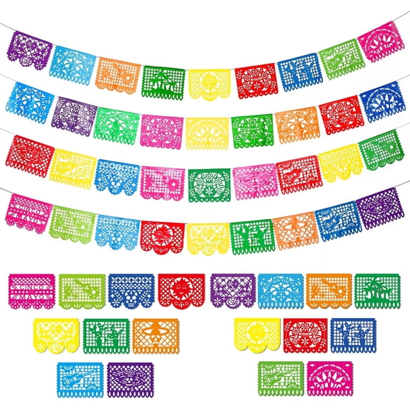 Libérez l'Esprit du Mexique avec des Décorations de Cinco de Mayo, la Technique Traditionnelle de Papel Picado Orne Votre Espace avec du Papel Picado en Plastique, Guirlande de Fête Mexicaine pour des Moments Mémorables