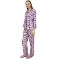 thumbnail image 1 of Bimba Purple Button-Down Shirt With Elastic Waist Pajama Pant Night Wear Set-4, 1 of 4