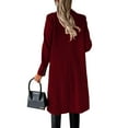 thumbnail image 3 of Capreze Double Breasted Jacket Wool Blend Pea Coats for Women Loose Cardigan Overcoats Winter Warm Long Sleeve Outwear Wine Red M, 3 of 3