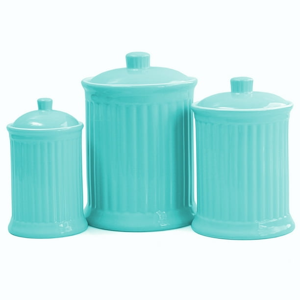 Omniware Simsbury 3 Piece Turquoise Ceramic Canister Set