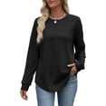 thumbnail image 3 of WIHOLL Sweatshirt for Women Crewneck Long Sleeve Shirts Curved Hem Lightweight Sweaters Fall Clothes, 3 of 10