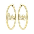 thumbnail image 3 of 14K Ladies Diamond Cut Heart Name Plate Hoop Earrings, 3 of 5