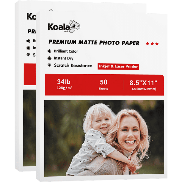 Koala Inkjet Matte Photo Paper 8.5x11 White for Inkjet & Laser 34lb