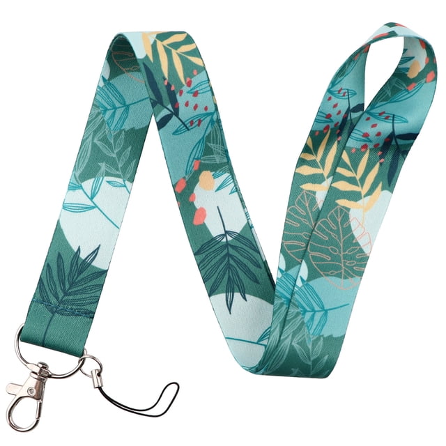 Green Plants Fresh Leaf ID Card Badge Lanyard Neck Strap for Key ID Card Phone Straps Badge Holder DIY Hanging Rope 13