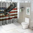 thumbnail image 7 of Fenyluxe American Flag Shower Curtain Vintage Patriotic Eagle Stars Stripes Fourth of July Independence Rustic Wood Panels Art Fabric Polyester Bathroom with Hooks, Black Grey Red White, 7 of 7