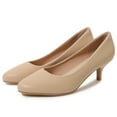 thumbnail image 6 of DADAWEN Women's Pumps Kitten Low Heels Round Toe Comfortable Wedding Dress Shoes Nude 6.5 US, 6 of 7