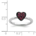 thumbnail image 5 of 925 Sterling Silver Stackable Expressions Cr Ruby Heart Ring Size: 5; for Adults and Teens; for Women and Men, 5 of 5