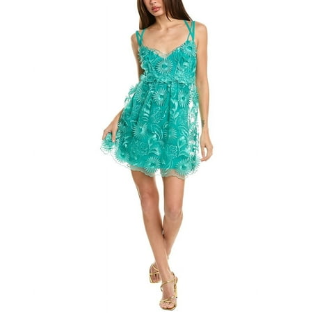 Alberta Ferretti womens Mesh Lace Babydoll Dress  38  Blue