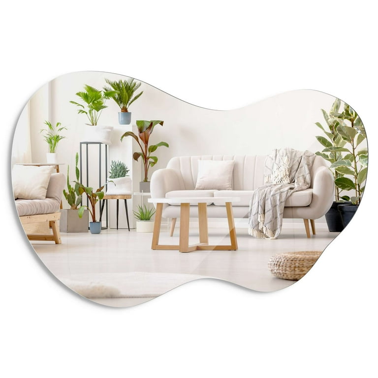 24 x 36 Asymmetrical Irregular Wall Mirror - Hotel Quality Craftsmanship  with Abstract Frameless Shape - HD Clarity Reflection - Mount from Multiple  Directions by Barnyard Designs 