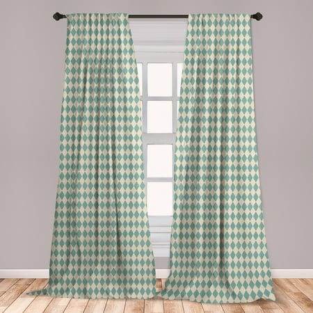 Vintage Teal Curtains Geometric Curtains 2 Panels Set, Rhombus Pattern with Retro Design Inspirations Vintage Argyle Arrangement, Window Drapes for Living Room Bedroom, Teal and Beige, by Ambesonne ()