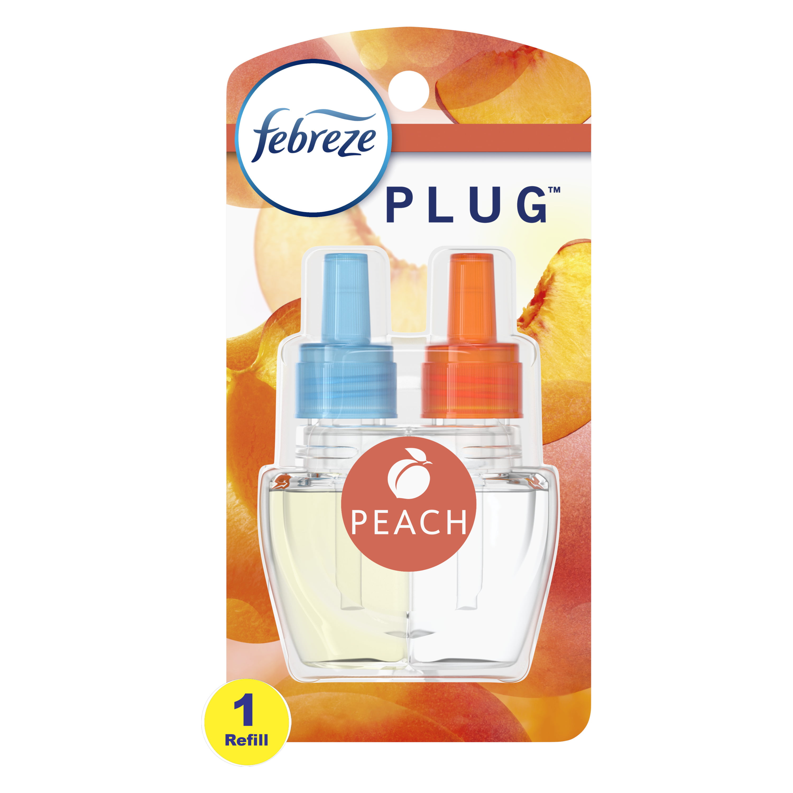 Febreze Odor-Fighting PLUG Air Freshener Peach, (1) .87 fl oz Oil Refill