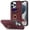 Winered, variant on Dteck For iPhone 13 Pro Max,Shockproof Artificial Leather Ring Holder Stand Card Slot Case Cover,Coffee