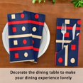 thumbnail image 2 of Iauyy Satin Napkins Set of 1- Navy Red-geometric Stripe DIY Printing Decoration Cloth Napkin- Easy Care for Home/Party, 2 of 8