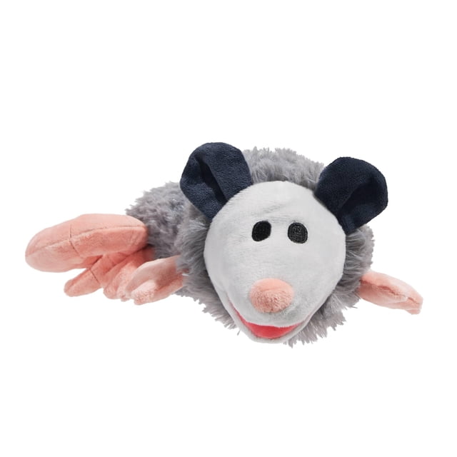Barkbox Poppy Possum Juguete para perro – Juguete de peluche chirriante con cola Whip-N-Flip y relleno esponjoso – Diversión de felpa interactiva para perros que aman golpear y jugar