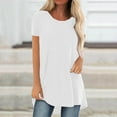 thumbnail image 4 of VANLOFE Casual Shirts White Women Shirts Gift for Mother Women's Long Shirt Short Sleeve T-Shirt Oversize Tops Large Sizes Summer O-Neck Casual Loose Blouse Casual Basic Tee Tunic Tops, 4 of 5