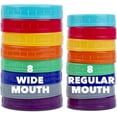 thumbnail image 1 of 16 Pack Colored Plastic Mason Jar Lids for Ball, Kerr - Durable Food-Grade Storage Caps, 1 of 5
