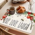thumbnail image 3 of Strawberry Placemats Set of 4 Summer Fruits Bee Floral Botanical Place Mats Indoor Wipeable Table Mats Washable Cloth Dining Table Placemats for Kitchen Holiday Party Home Decor 13x19 Inch, 3 of 9