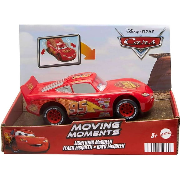 Disney Pixar Cars Toy Cars & Trucks, Moving Moments Lightning McQueen Vehicle with Moving Eyes & Mouth