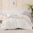 thumbnail image 3 of Whale Flotilla 3-Piece Tufted Queen Size Comforter Set, Soft Fluffy Shabby Chic Comforter for All Seasons, Farmhouse Boho Duvet Bedding Sets with 2 Pillow Shams, 90"x90", White, 3 of 9