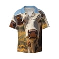 thumbnail image 4 of Salouo Countryside Flower Cow Pattern Cuban Collar Shirts for Men Button-Down Shirt Men's Short Sleeve Shirts Hawaiian Shirts Casual Shirts -Large, 4 of 6