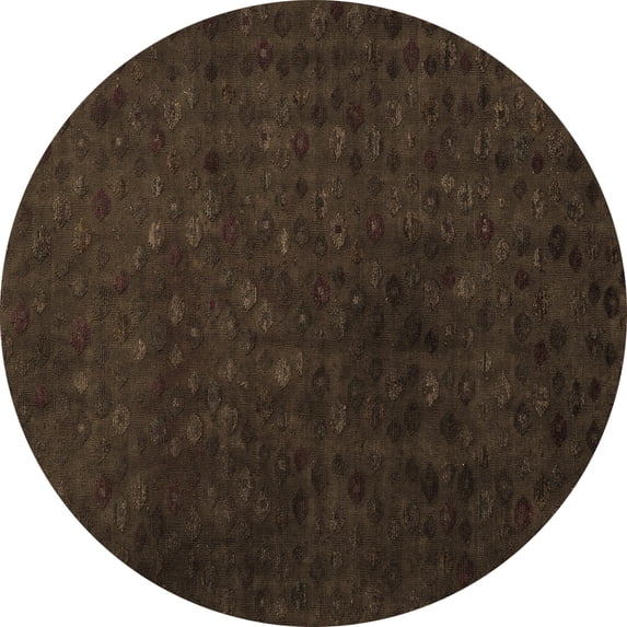 Ahgly Company Indoor Round Abstract Brown Modern Area Rugs, 5' Round