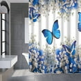 thumbnail image 3 of CSCHome Butterfly Shower Curtain, Waterproof Fabric for Bathroom, Shower Curtain Machine Washable, 71X71inch, Blue, 3 of 5