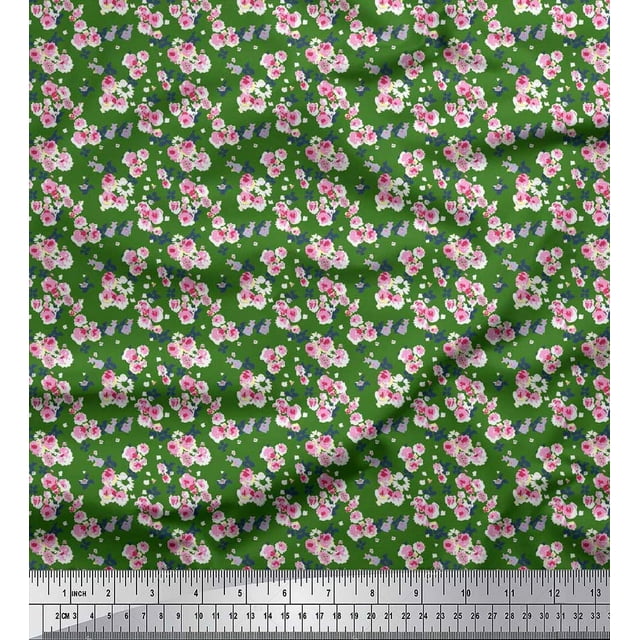 Soimoi Rayon Fabric Flower Artistic Fabric Prints by Yard 42 Inch Wide