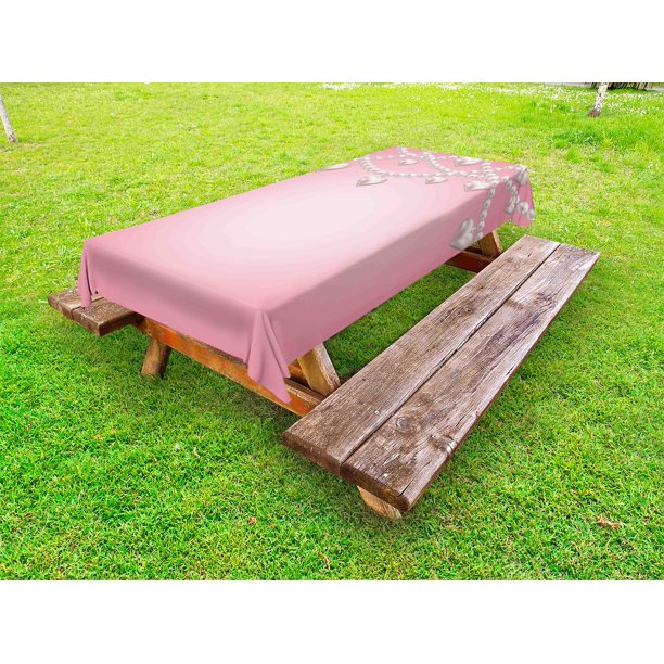 Pearls Outdoor Tablecloth Heart Pearl Necklace Design Vintage Style Accessory Love Celebrating Artwork Print Decorative Washable Fabric Picnic Table Cloth 58 X 84 Inches Beige Pink By Ambesonne Walmart Com Walmart Com